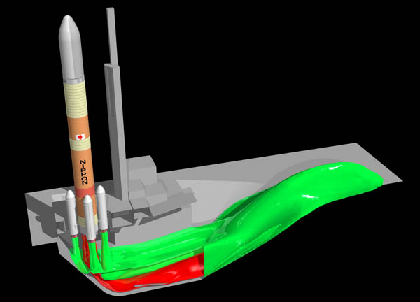 Jet flow of H3 Launch Vehicle picture: Case 3 full
