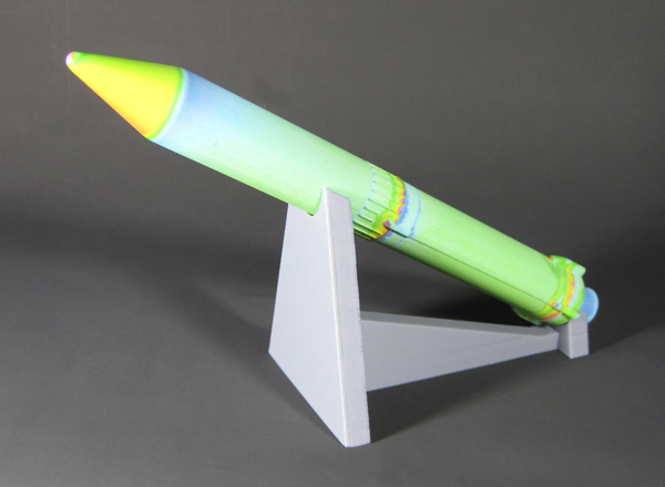 The 3D model made by 3D printer shows surface pressure of Epsilon rocket.
