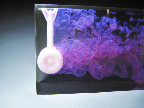 The 3D model made by 3D printer shows the vorticity of around the landing gear.