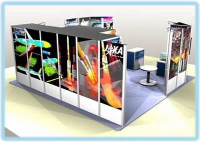 Back Panels of JAXA Booth, filled with Graphics